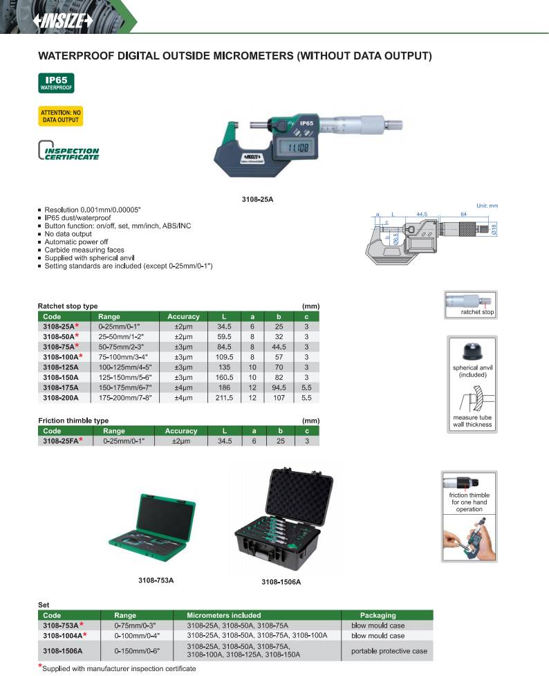 میکرومتر مدل 100-3108