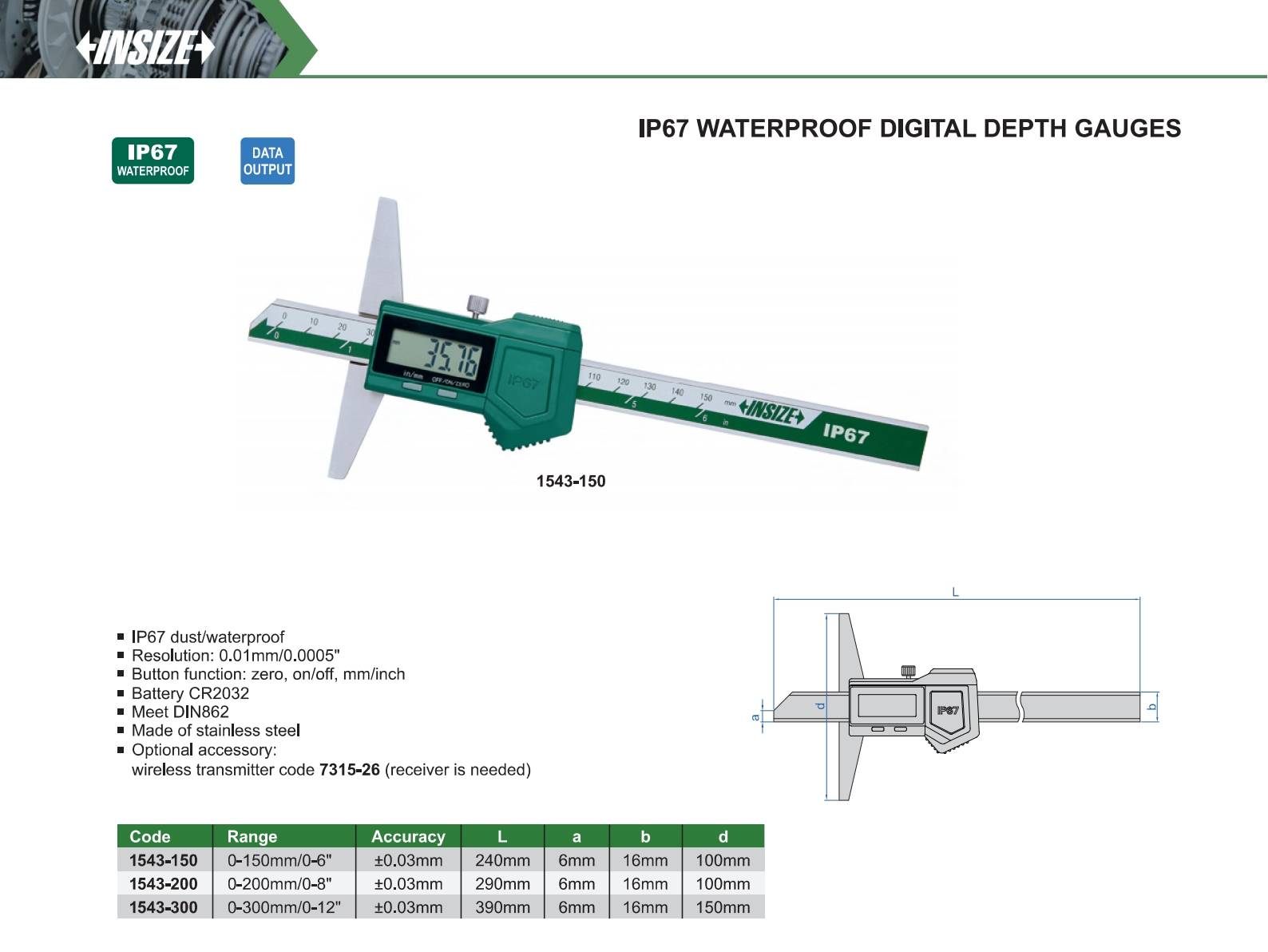 عمق سنج ضدآب مدل 200-1543
