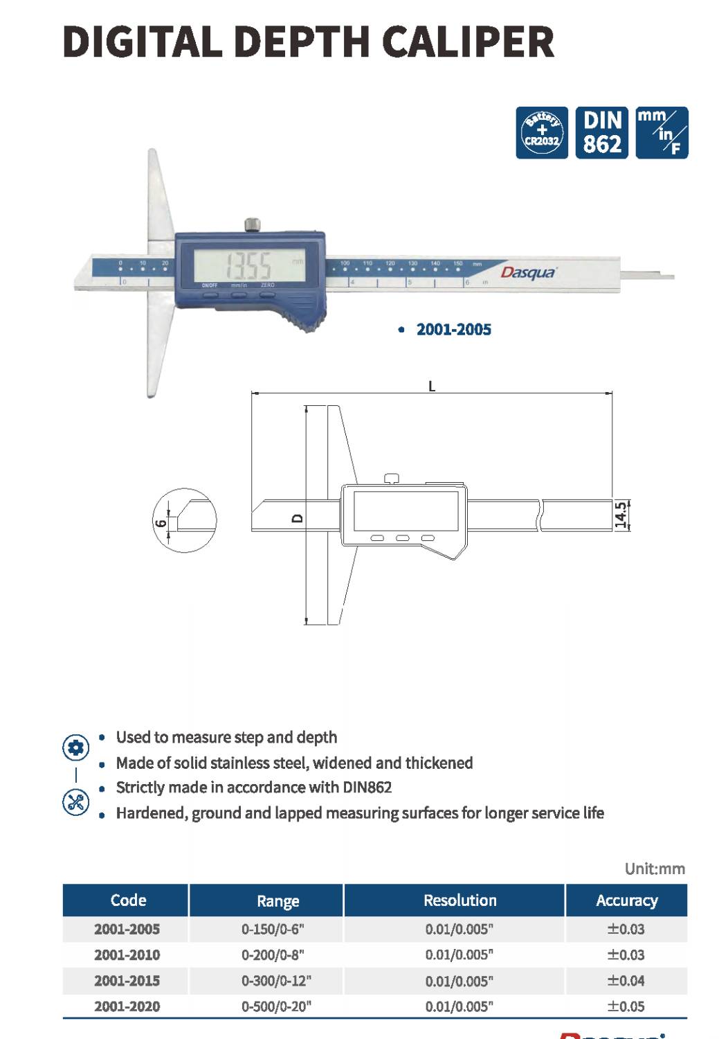 کولیس عمق سنج دیجیتال مدل 2015-2001