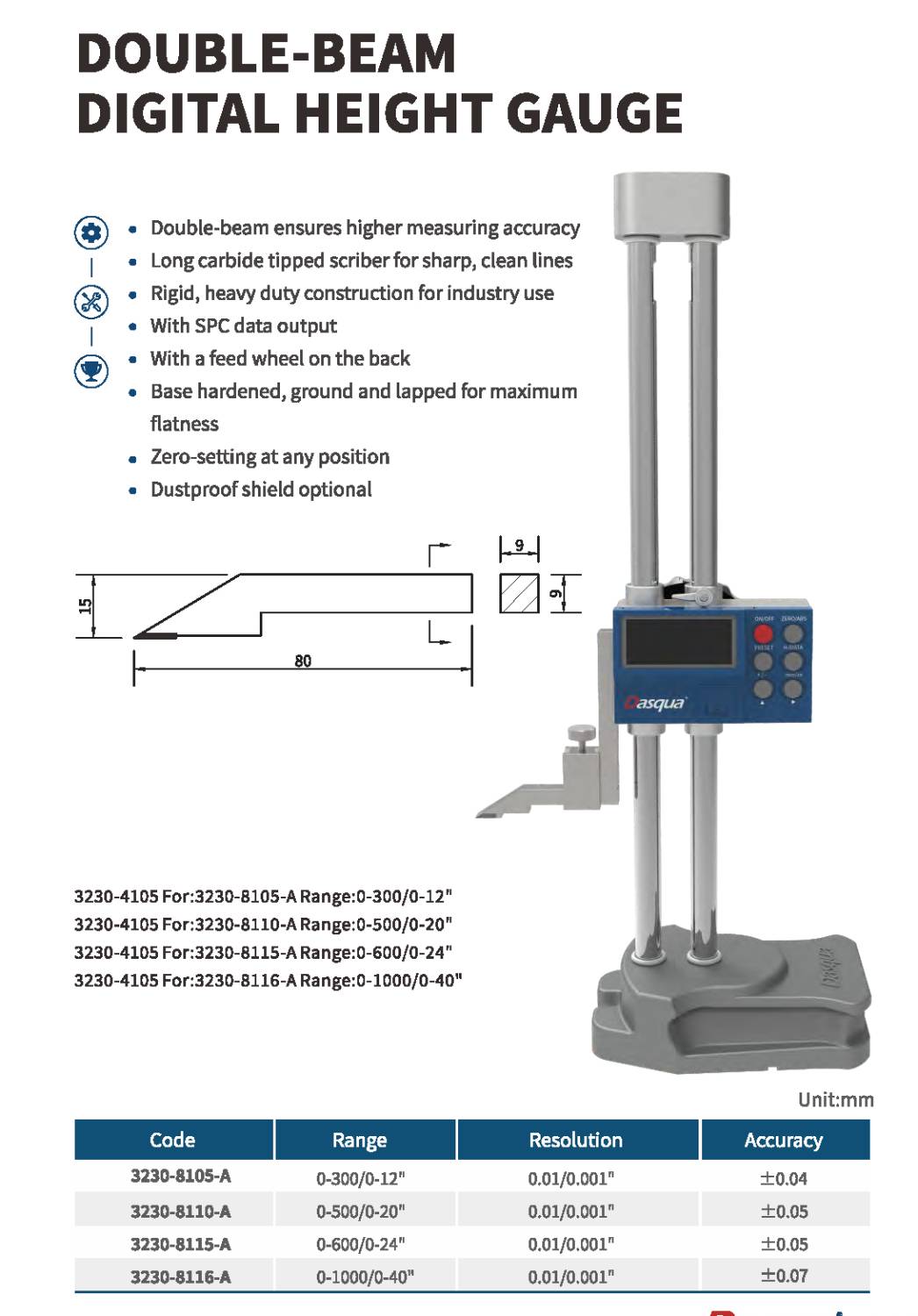 کولیس پایه دار ارتفاع سنج دیجیتالی مدل 3230-8110A