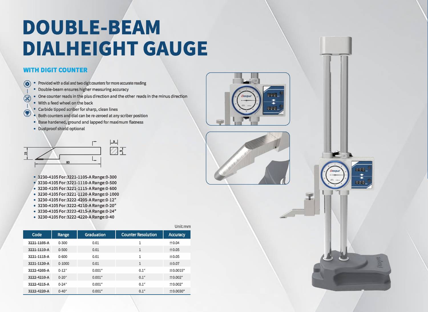 کولیس ارتفاع سنج ساعتی مدل 1105-3221