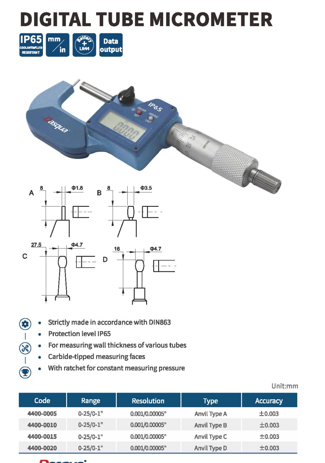 ملکرومتر لوله مدل 1010-4440