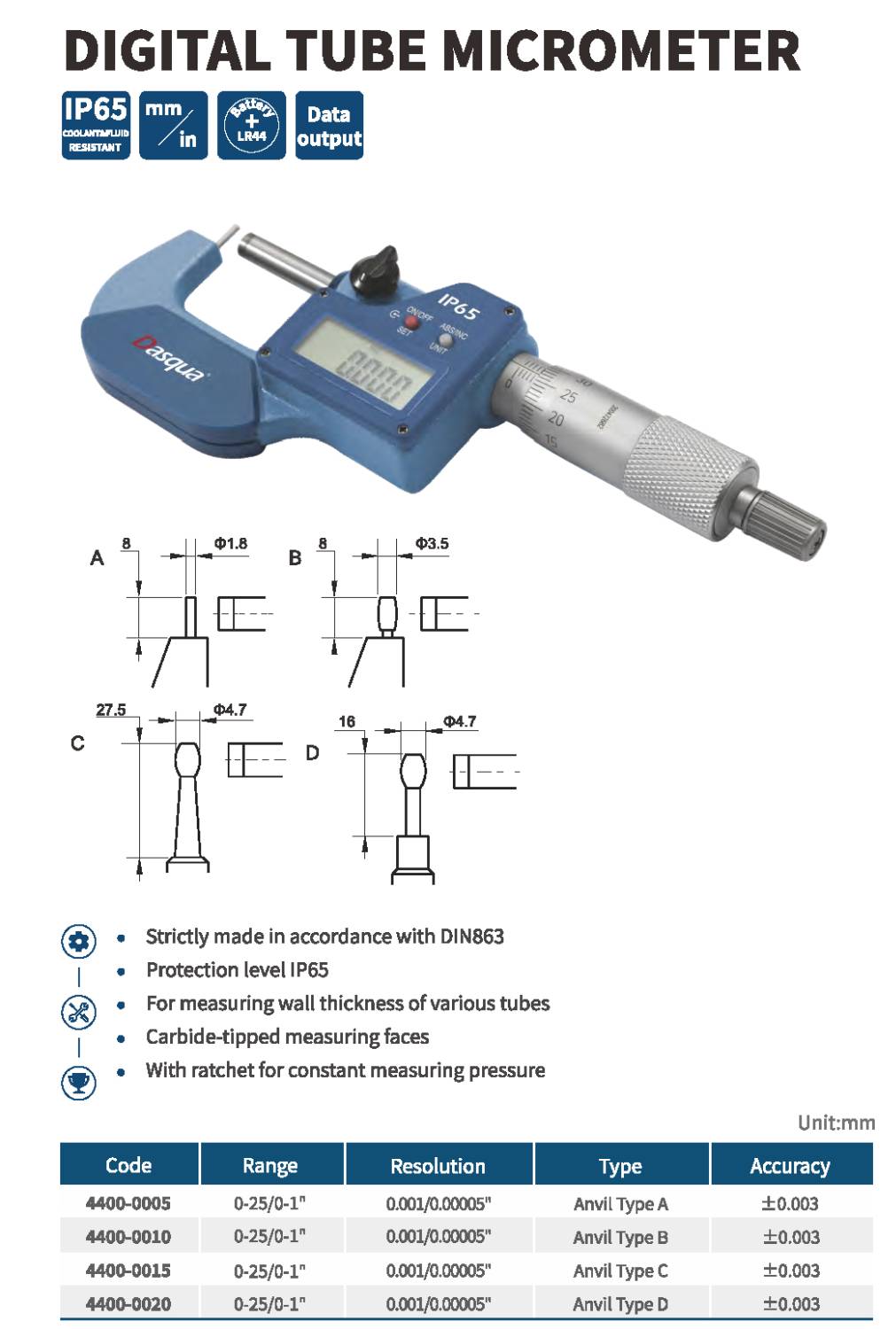 میکرومرت لوله دیجیتال مدل 0005-4400