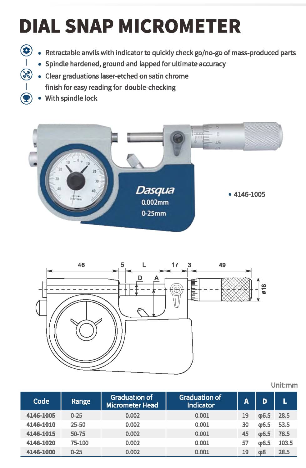 میکرومتر پاسومتر خارجی مدل 1010-4146