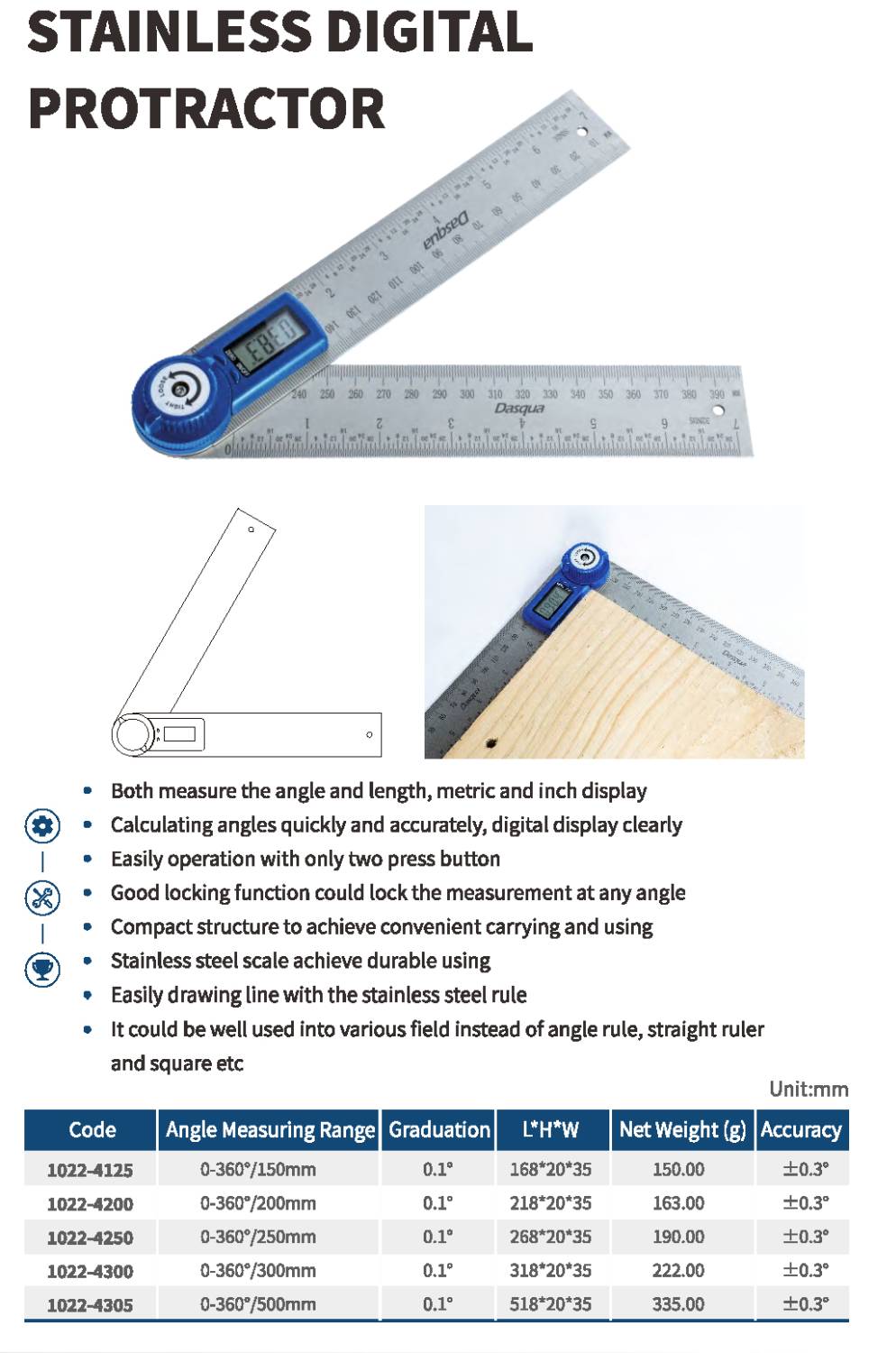 خط کش زاویه سنج دیجیتال مدل 4200-1022