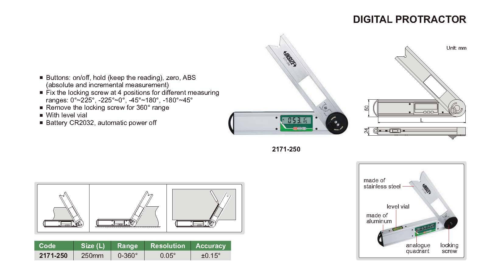 زاویه سنج دیجیتال مدل 250-2171