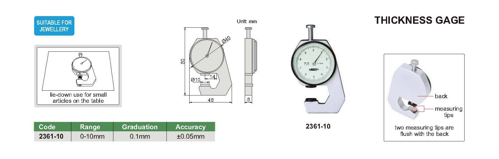 ضخامت سنج ساعتی مدل 10-2361 