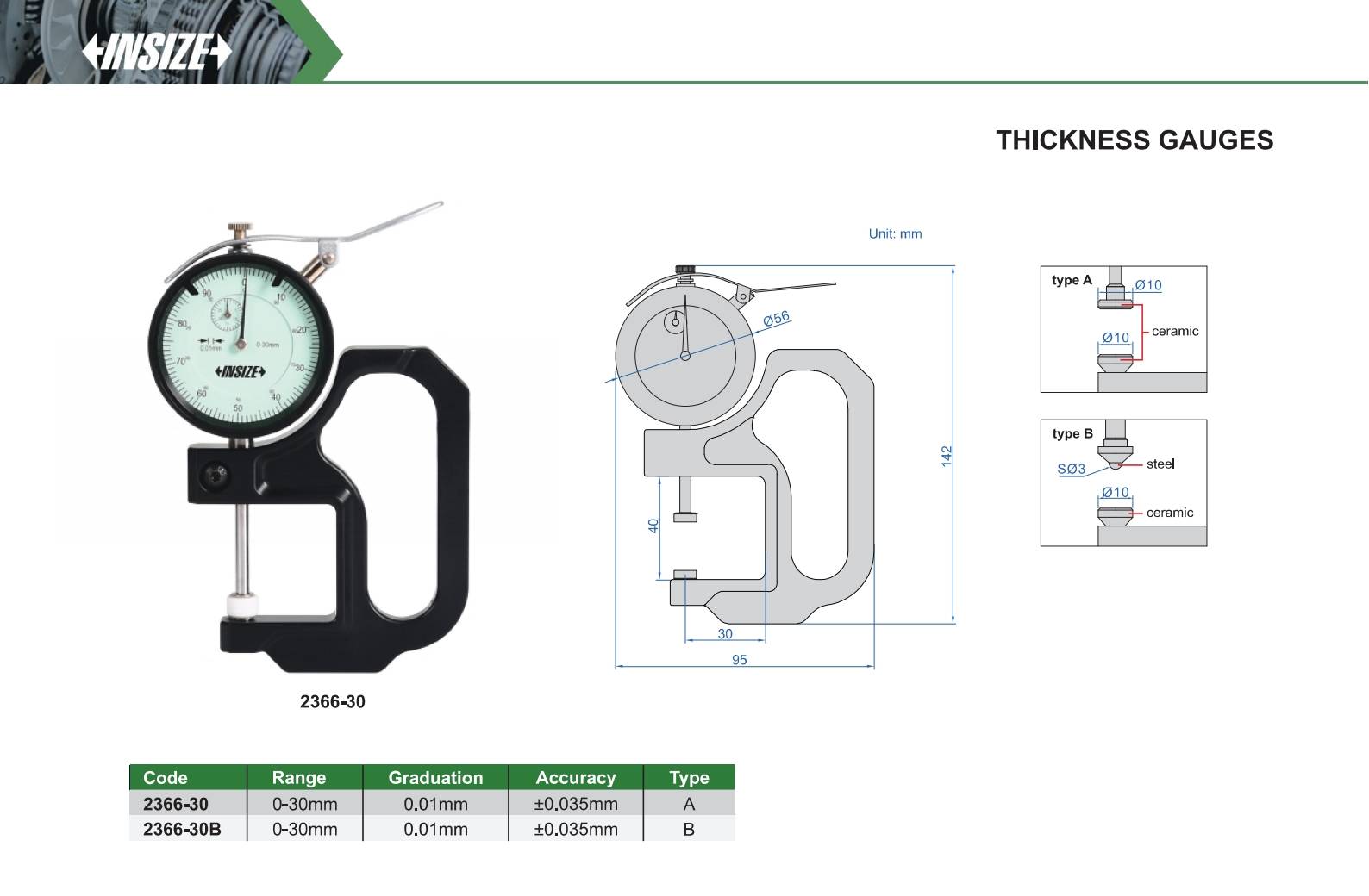 ضخامت سنج ساعتی  مدل 30-2366 