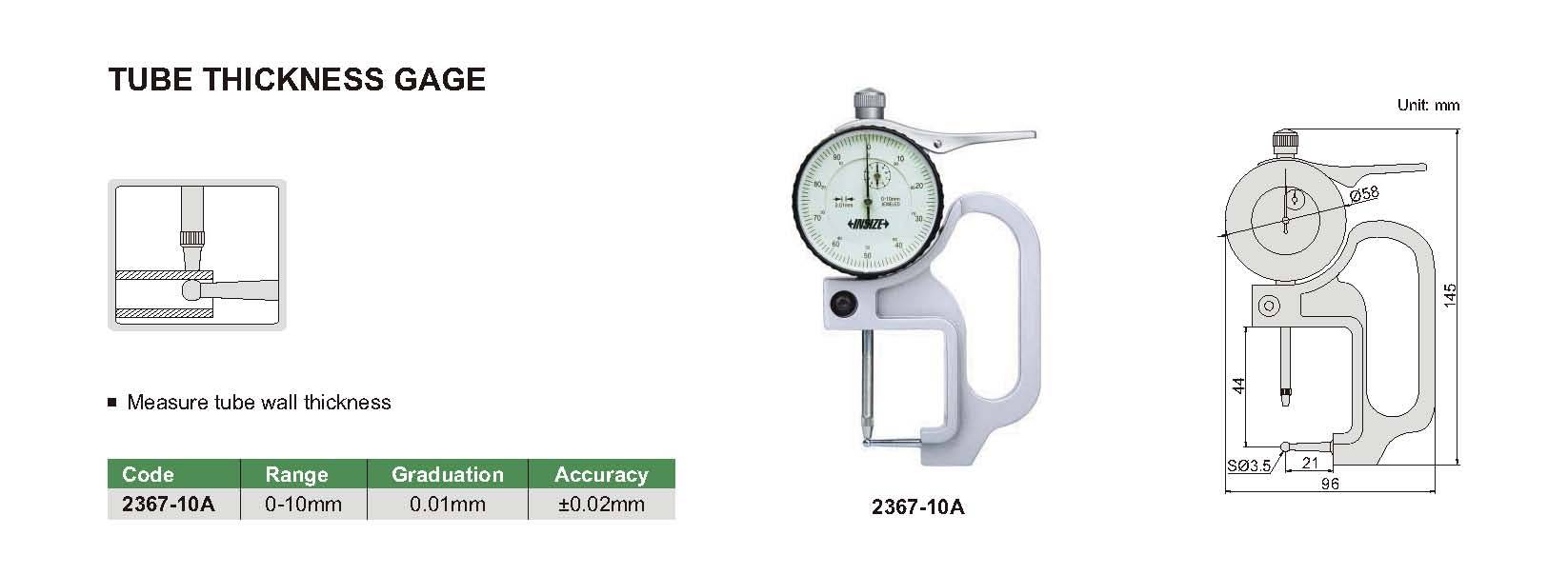 ضخامت سنج ساعتی لوله  مدل10-2367 