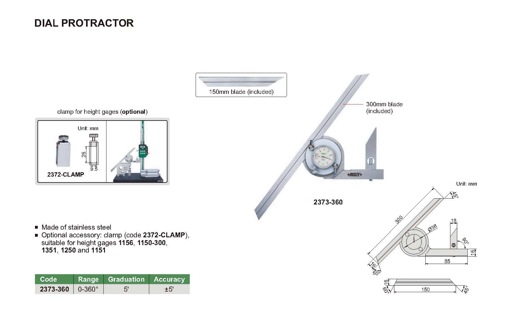 زاویه سنج ساعتی مدل 360-2373 