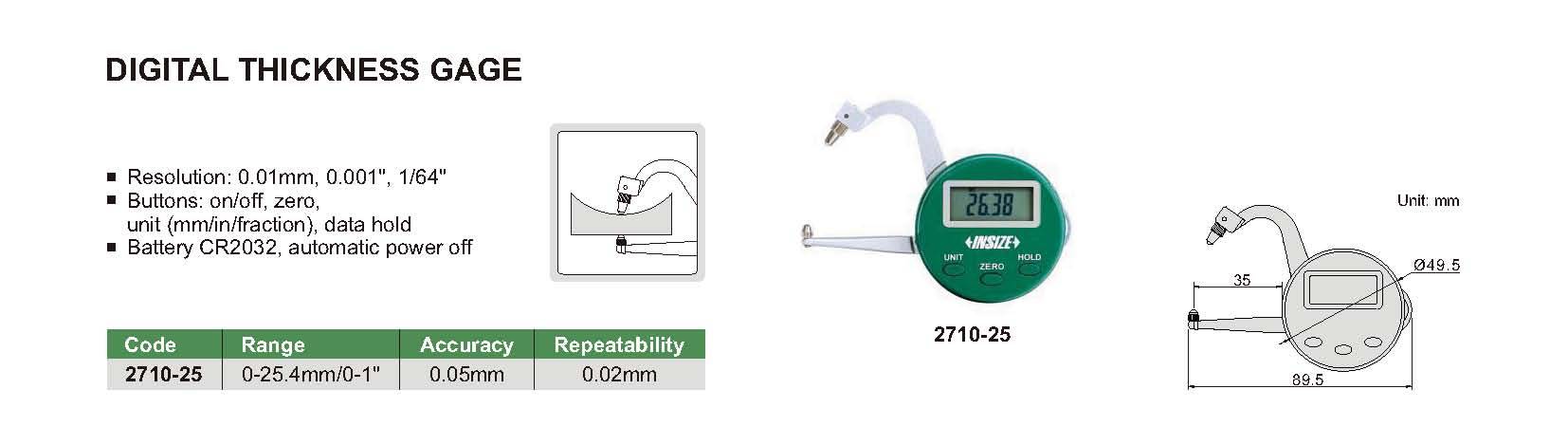 ضخامت سنج دیجیتال مدل 25-2710