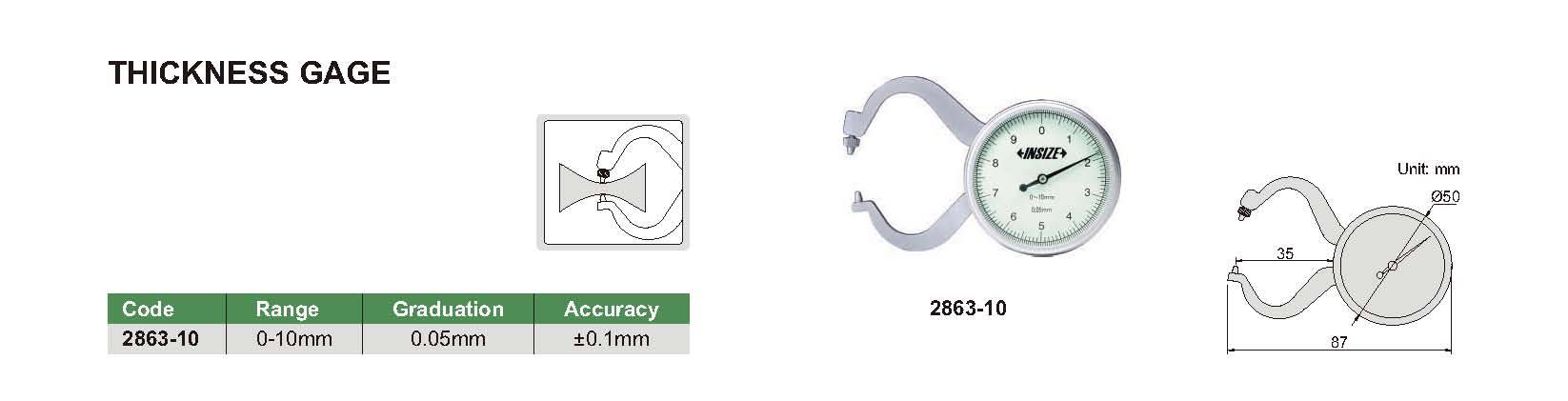 ضخامت سنج ساعتی مدل 10-2863 
