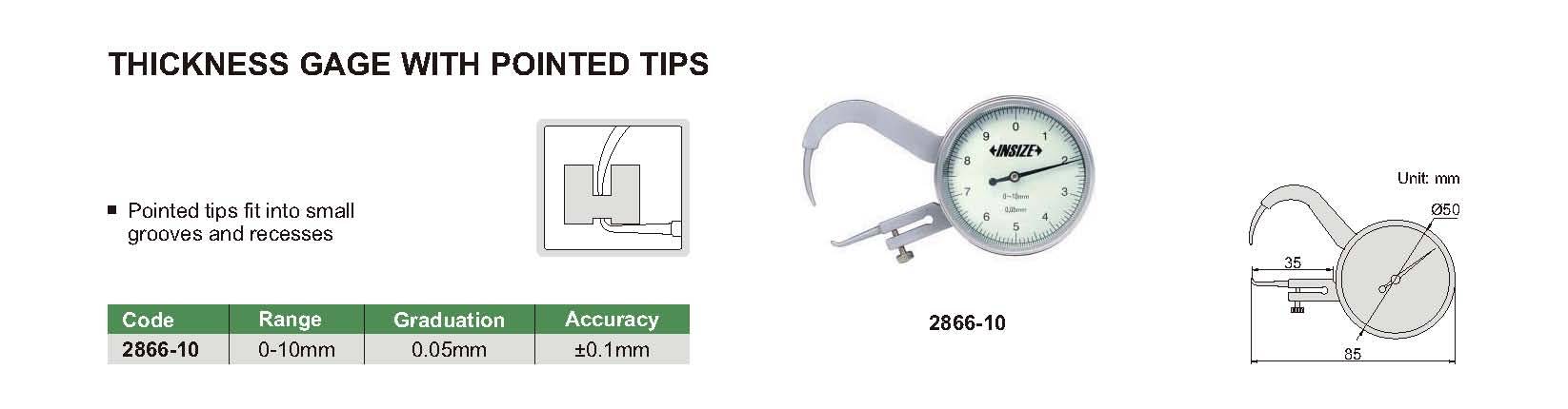 ضخامت سنج ساعتی مدل 10-2866 