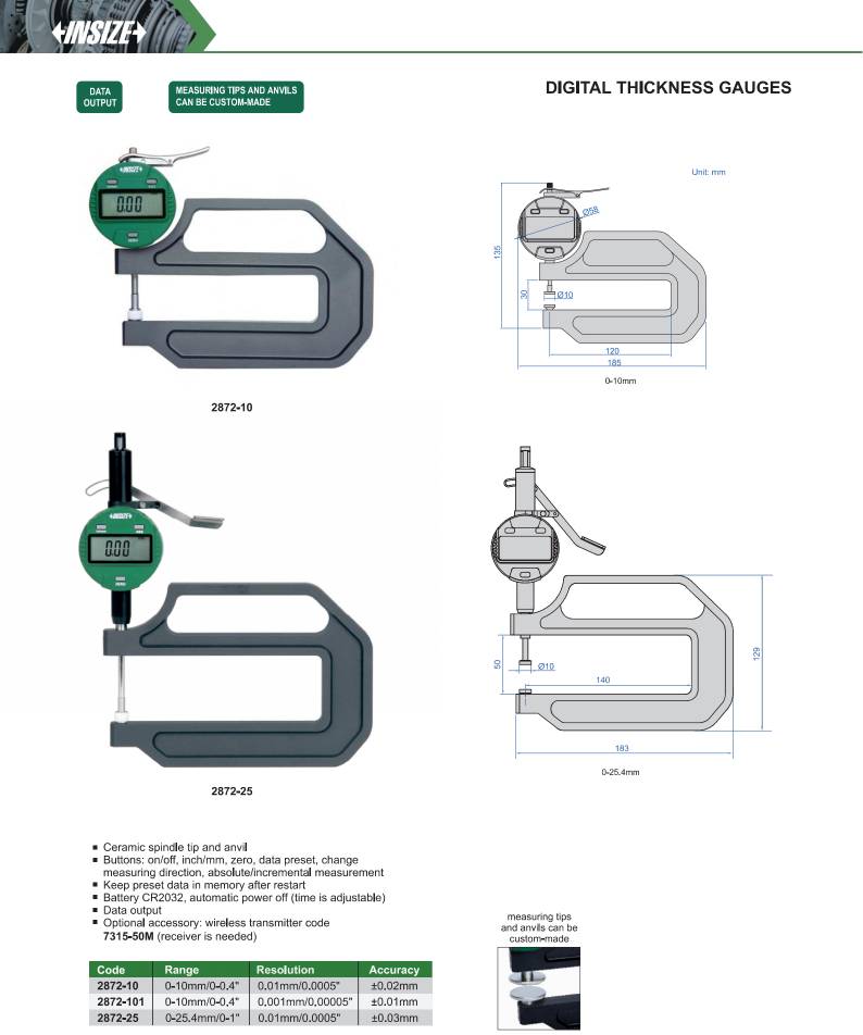 ضخامت سنج دیجیتال بازو بلند مدل 10-2872