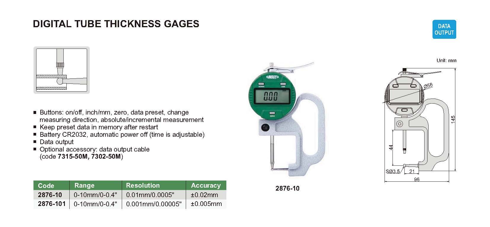 ضخامت سنج دیجیتال لوله مدل 10-2876 