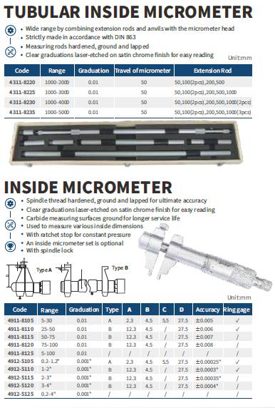 میکرومتر داخل سنج دو فک مدل 8120-4311