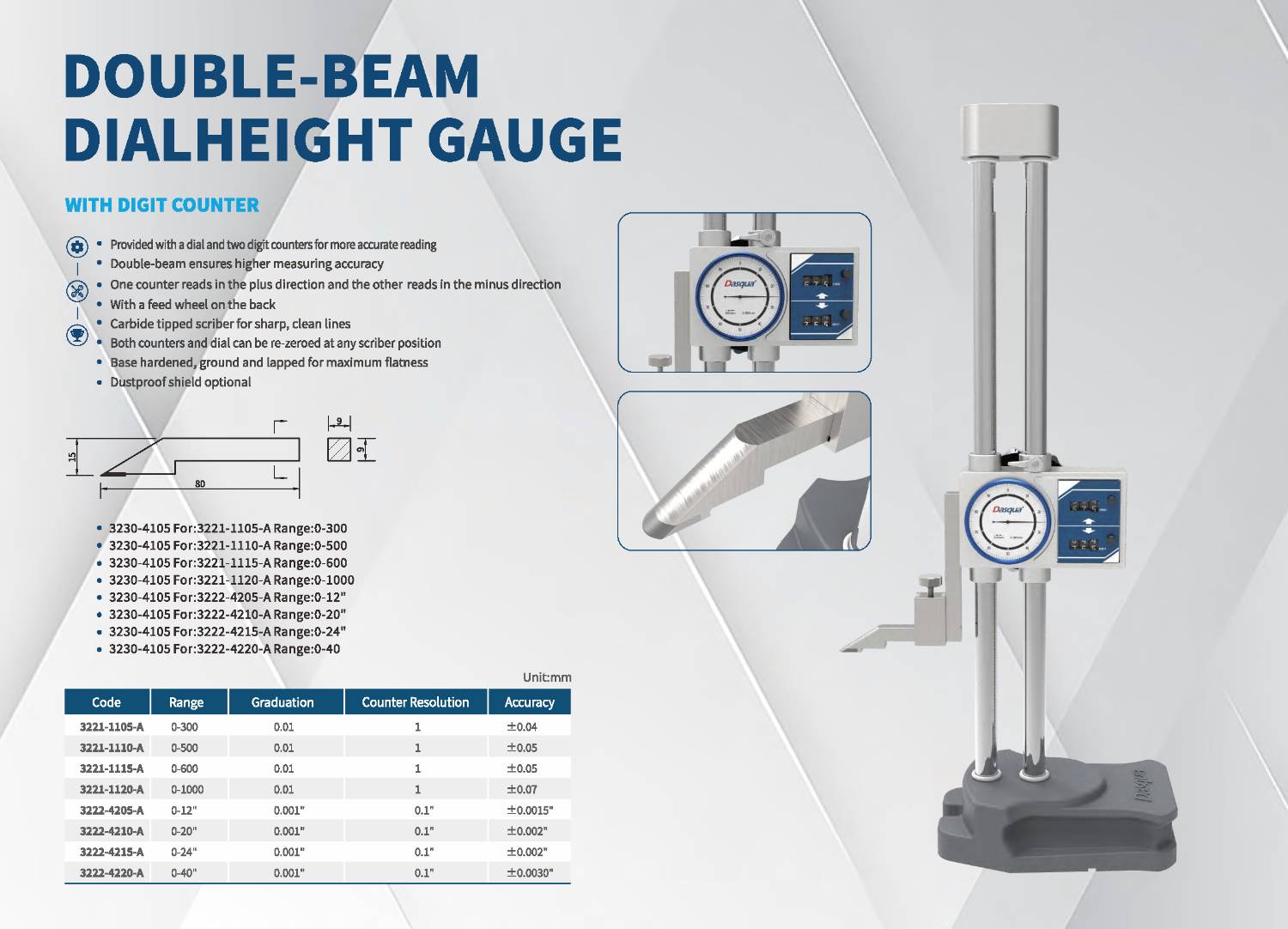 کولیس ارتفاع سنج ساعتی مدل 1105-3221
