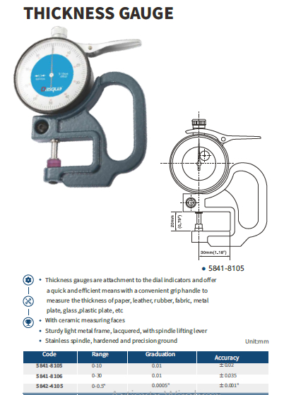 ضخامت سنج ساعتی مدل 8105-5841 