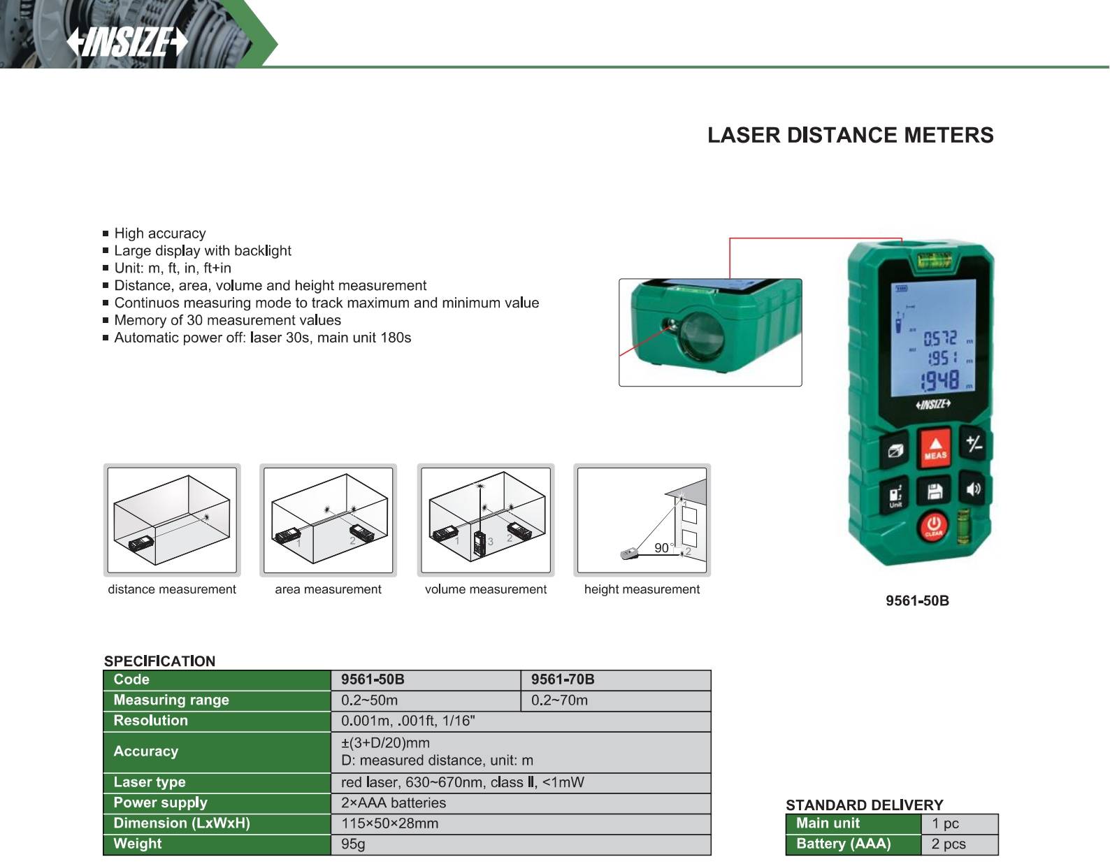 متر لیزری 50 متری مدل 9561-50B 