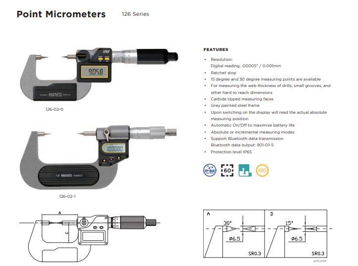 میکرومتر سوزنی دیجیتال 100-75 میلی متر مدل 0-04-126 اسیمتو ASIMETO