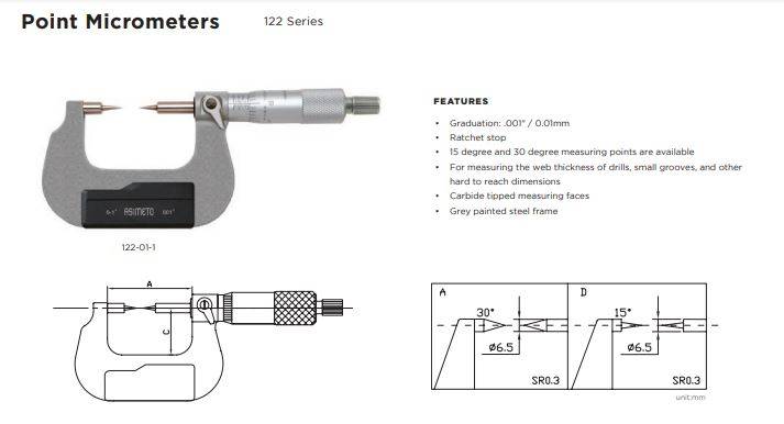 میکرومتر سوزنی 50-25 میلی متر مدل 0-02-122 اسیمتو ASIMETO