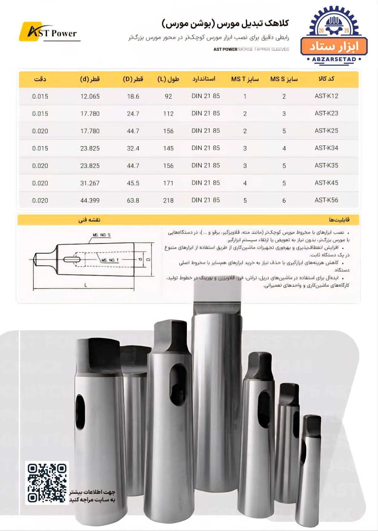 کلاهک تبدیل مورس (بوشن مورس) مدل AST POWER   AST-K12
