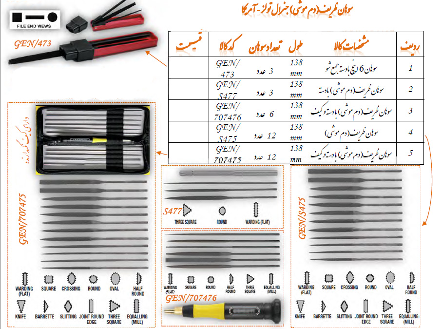سوهان ظریف(دم موشی) مدل GEN/S475 گروز GROZ