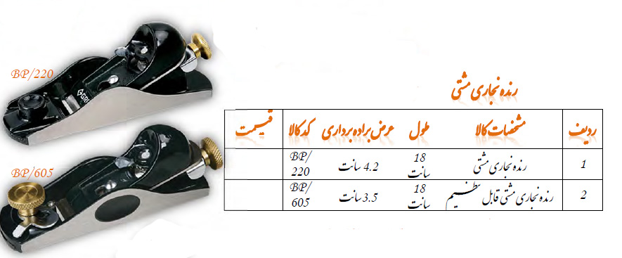 رنده نجاری مشتی قابل تنظیم مدل BP/605 گروز GROZ