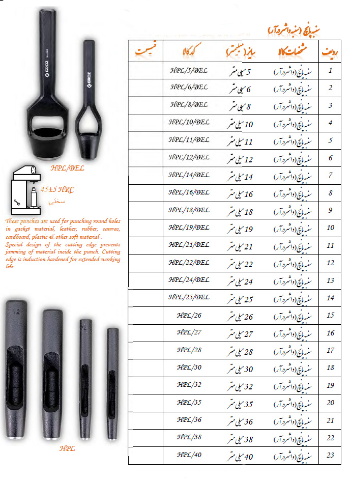 سنبه پانچ 16 میلی متر مدل HPL/16/BEL گروز GROZ