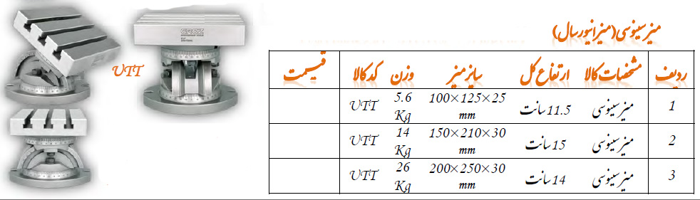 میز سینوسی سایز 30*250*200 مدل UTT گروز GROZ